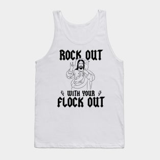 Jesus Shepherd Rock Out With Your Flock Out Pun Graphic Tank Top